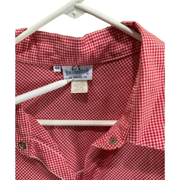 Levi Strauss & Co Vintage 1970s Hong Kong Gingham Shirt Size XL Red/White #1173 - Picture 6 of 6